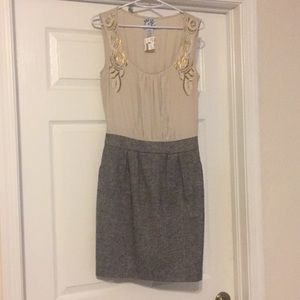 Beaded front silk dress